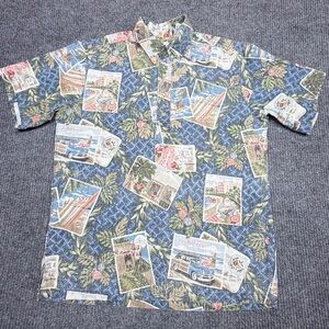 Mele Kalikimaka Reyn Spooner L Christmas Hawaiian Shirt Blue 2014 Limited Issue